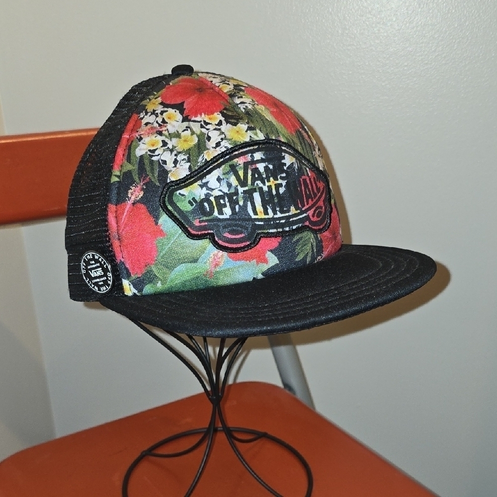 Vans Black and Red Floral Skater Hat